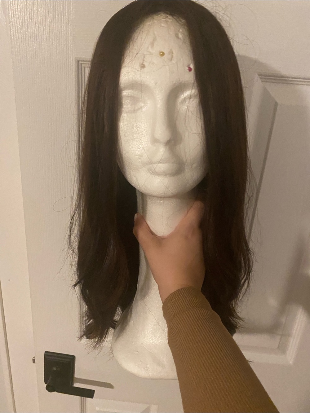 Natural Long Dark Brown Straight-Wave Wig - Unbranded